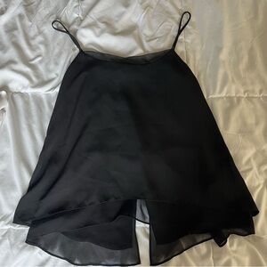 New Banana Republic black square neck cami top with split hem back XXS petite